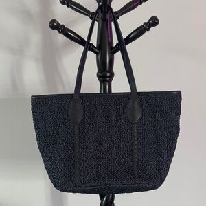 Talbots Textured Dark Navy Tote Bag